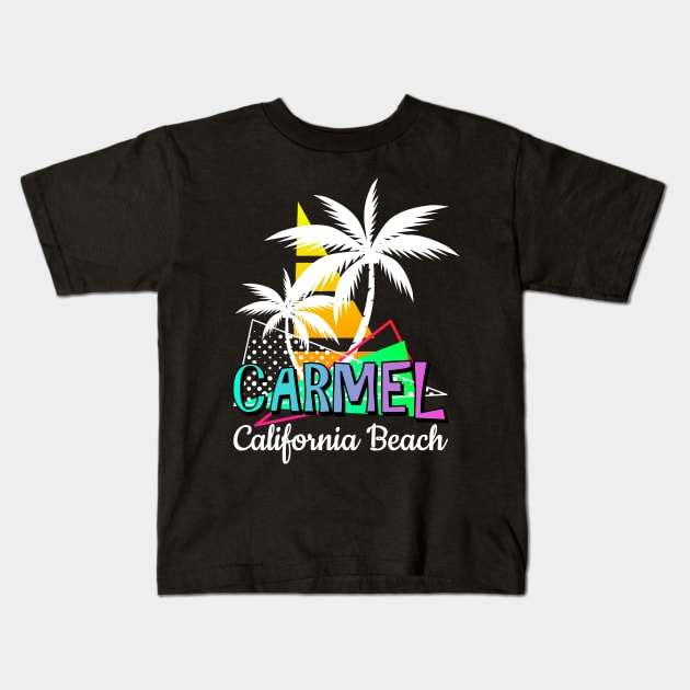 Carmel California Beach – Summer Palm Trees Kids T-Shirt by Jahmar Anderson